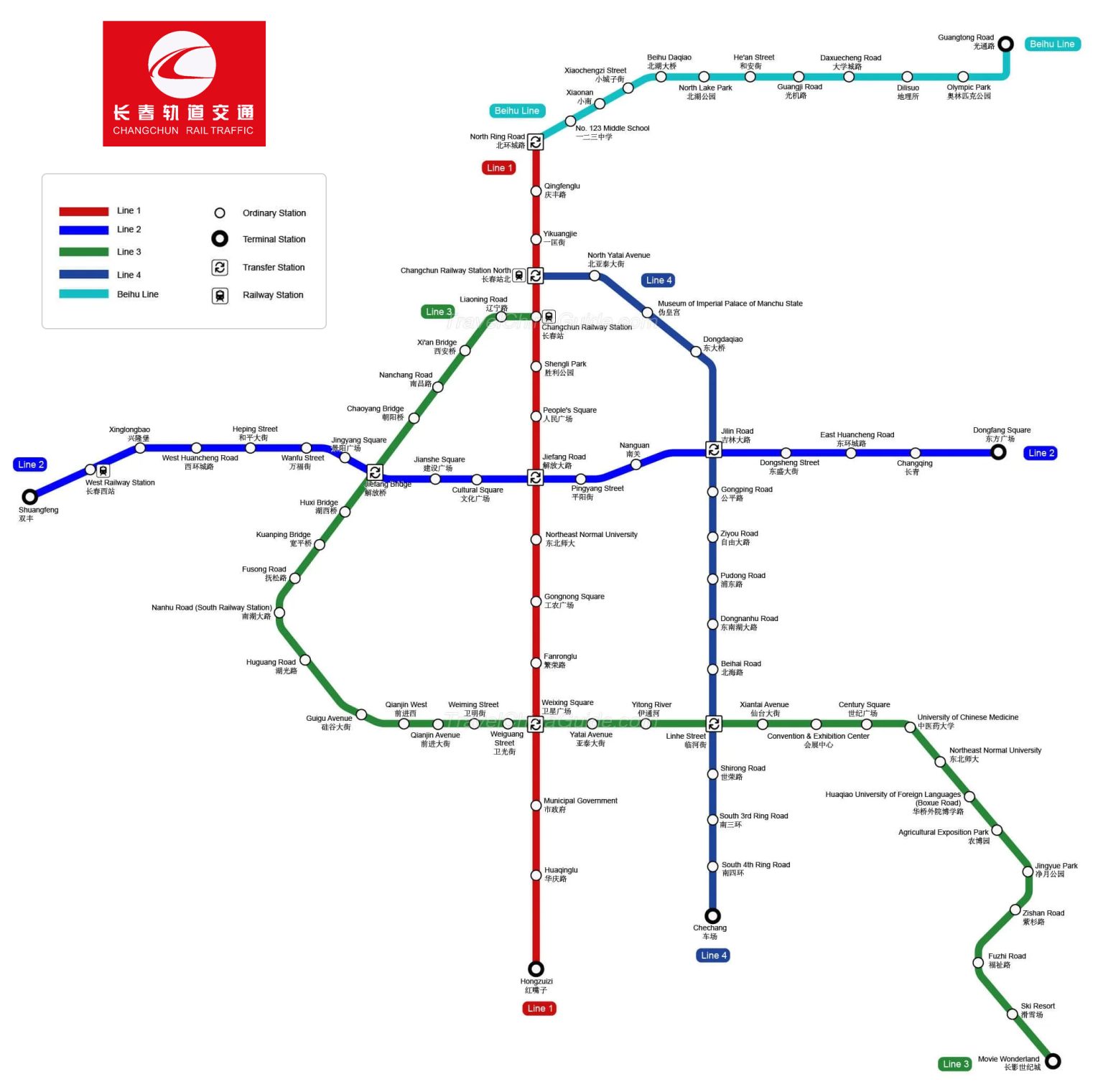 Changchun LRT Map, Stations, Timetable and Fare