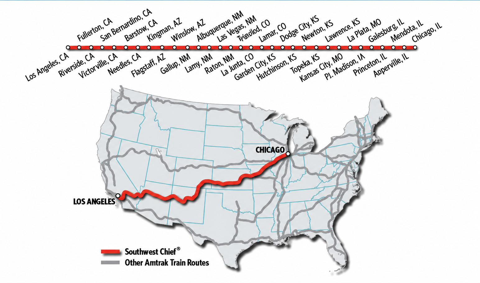 Amtrak Southwest Chief Map