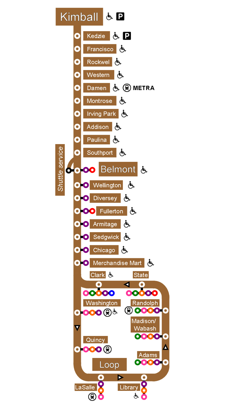 Blue Line Chicago “L” Map