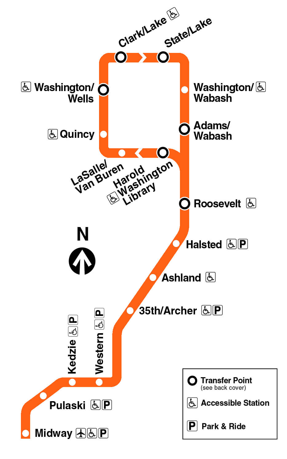 Orange Line Chicago “L” Map