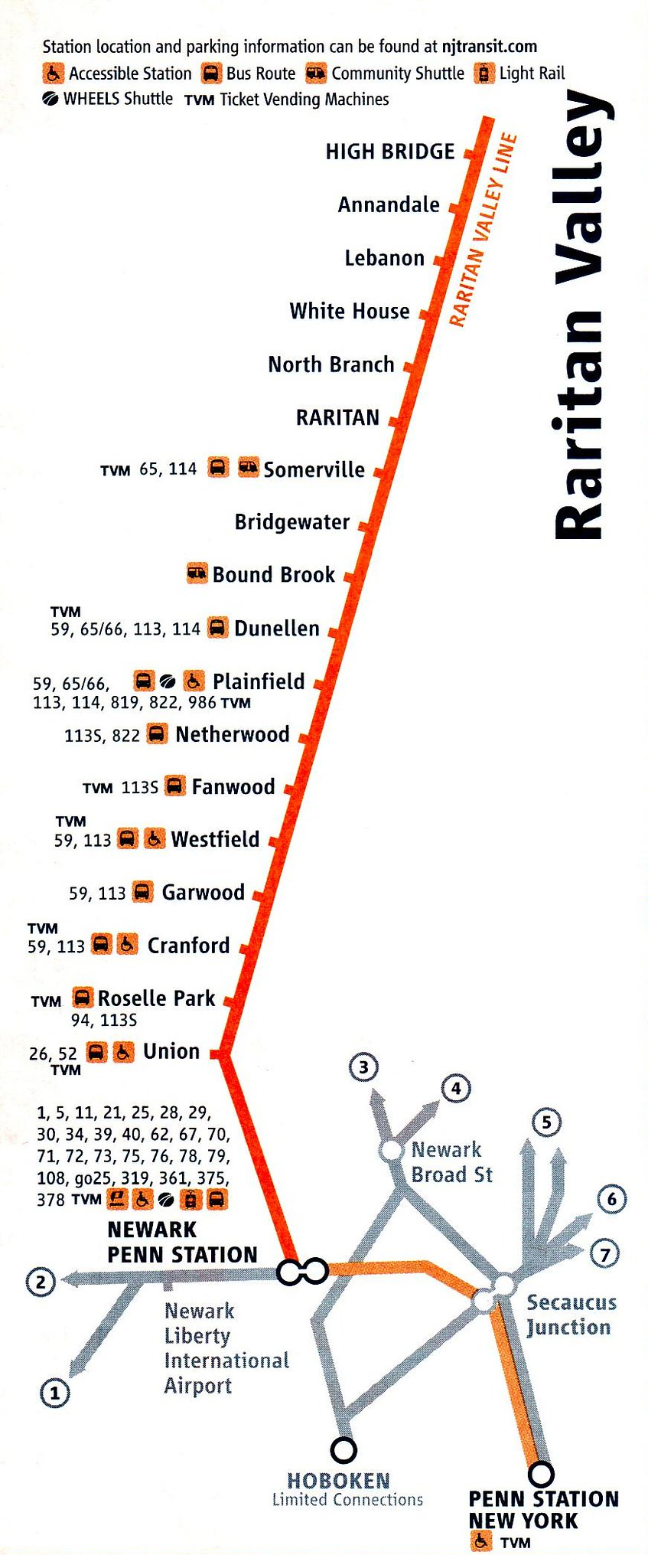 Raritan Valley Line Map