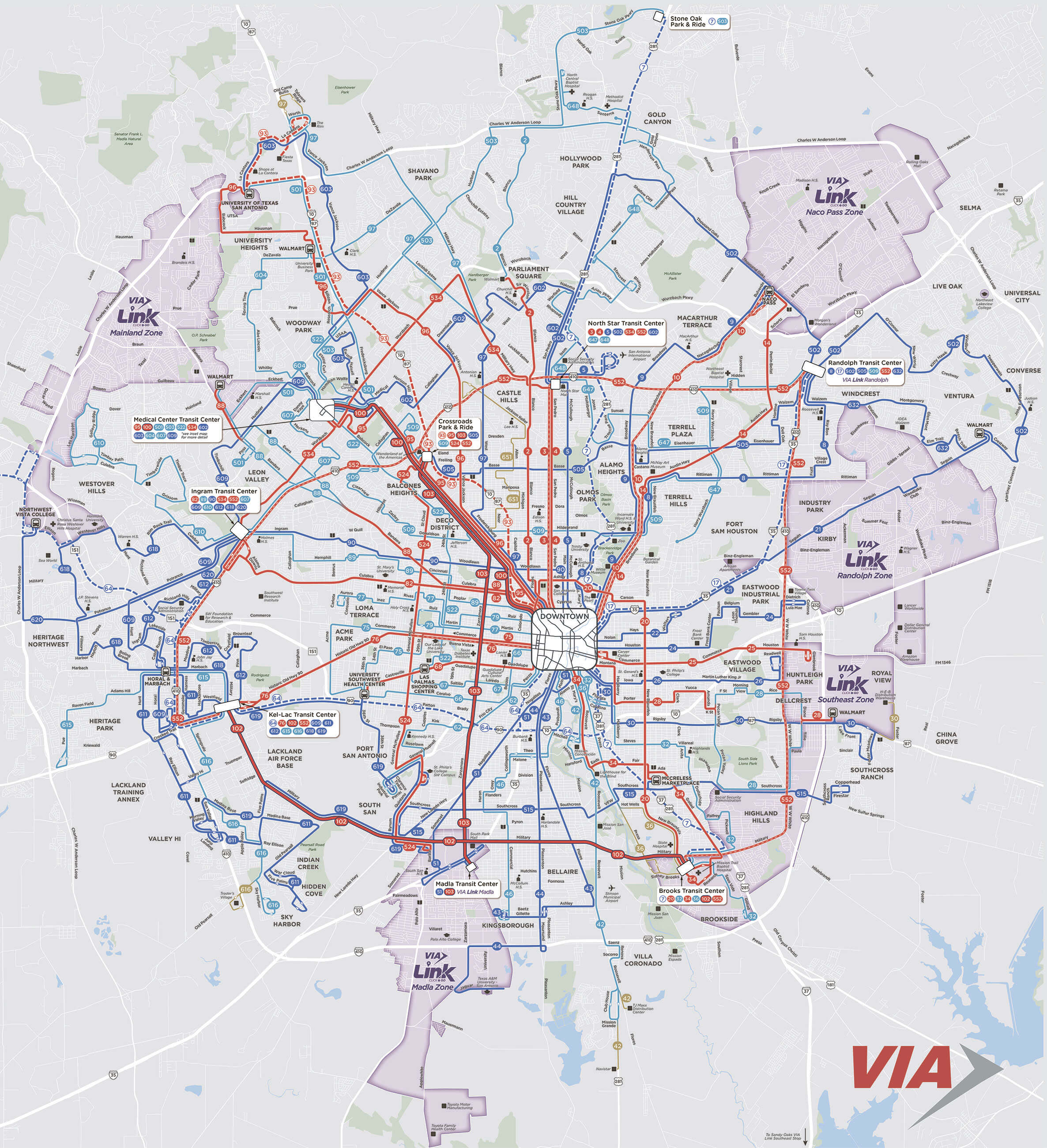 VIA Metropolitan Transit Map