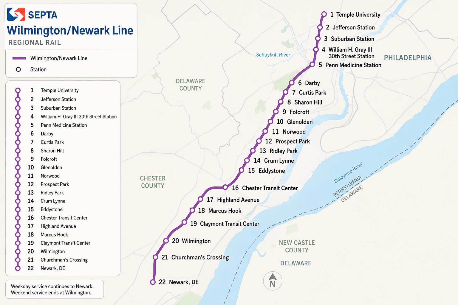Wilmington Newark Line Map